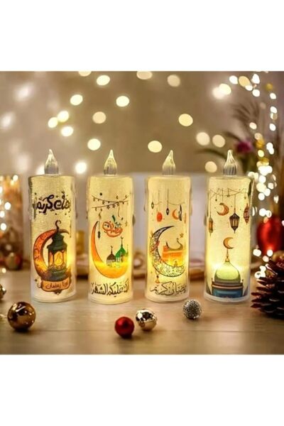 Generic 4 قطع من مصابيح الشموع المتوهجة على شكل هلال رمضان LED، مصباح زخرفي ي...