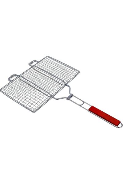 Generic Portable Grill Basket with Wooden Handle for BBQ | Chromium Plated Ba...