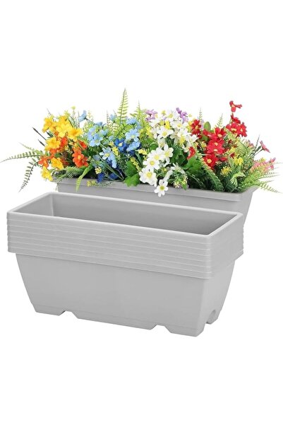 Generic Rectangle Windowsill Planters with Drainage Tray Plastic Flower Herb ...