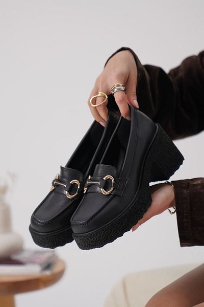 ripuvainen Loreva Women's Stylish Buckle Detailed Daily Heeled Shoes - Black