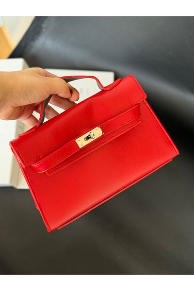TABA BUTİK Women's Leather Bag with Lock Detail and Shoulder Strap