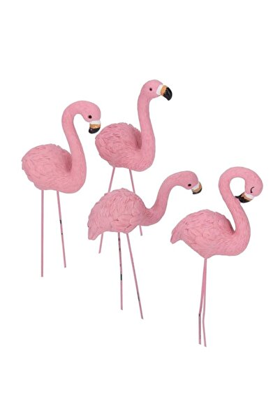 Generic زخارف حديقة من Eujgoov مكونة من 4 قطع على شكل طائر الفلامنجو، تماثيل ...