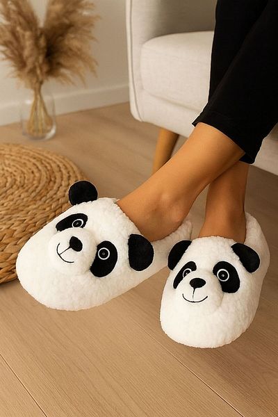 STOCON Panda Figured Women's Soft Home Slippers Plush, Non-Slip, Cute Panduf Stc1134