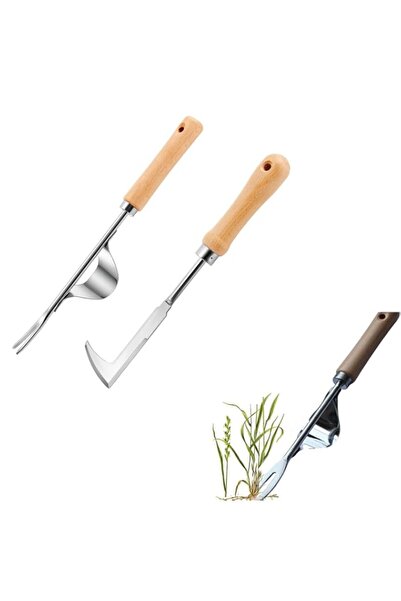 Generic مجموعة أدوات إزالة الأعشاب الضارة من نالاينا، قطعتان من الفولاذ المقا...