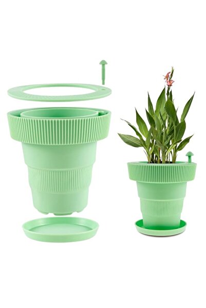 Generic BIGTHREE Foldable Flower Pots with Drainage Holes & Saucers, Thickene...