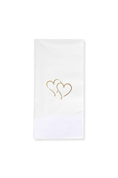 Story 33x33 سم مناديل ورقية بيضاء اللون مزينة بقلوب ذهبية منقوشة للوعد والخطو...