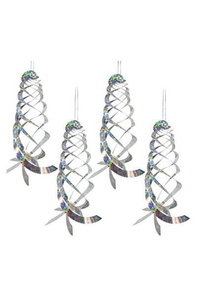 Generic SKEIDO 4pcs Bird Repellent Spiral Reflectors Silver Mylar Spinner Han...