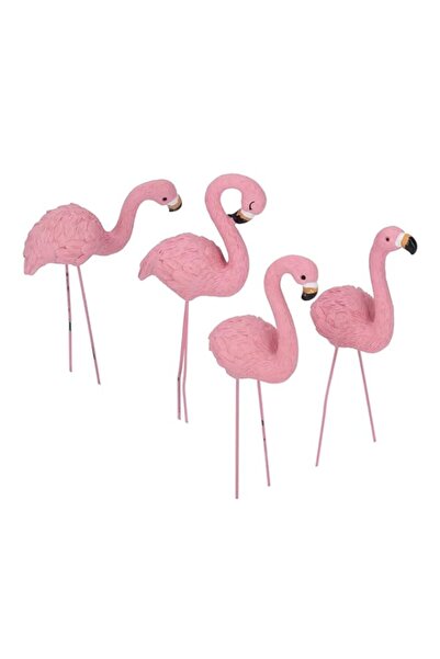 Generic مجموعة تماثيل طيور الفلامنجو للحديقة، مكونة من 4 قطع، مصنوعة من مادة ...