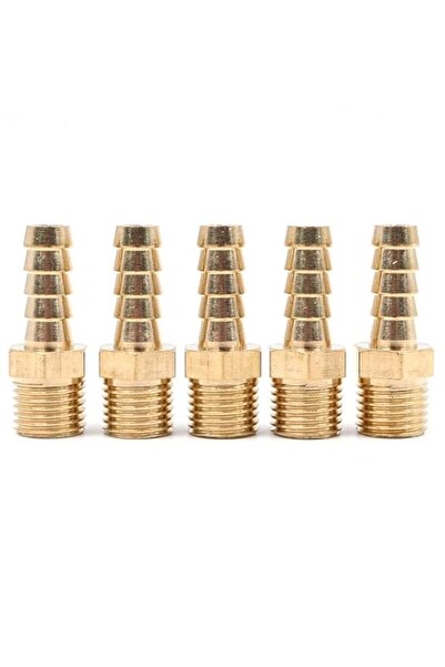 Generic WANGCL 5 Pcs 8 mm to 1/4” BSP Solid Brass Hose Tail Connector Barbed ...