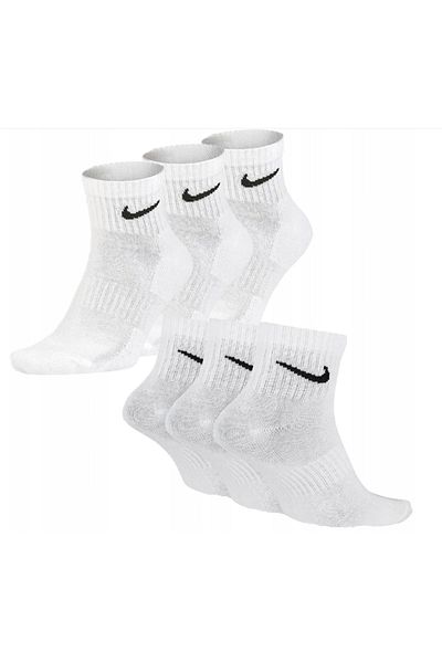 Nike Everyday Cushion Men's Sports Socks, 6 Pairs, Cotton, White, Size 42-46