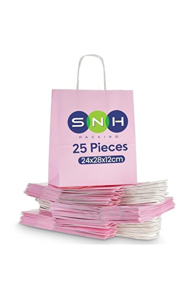 Generic SNH Packing Kraft Paper Party Bag with Twisted Handle 25-Pieces, 24 c...