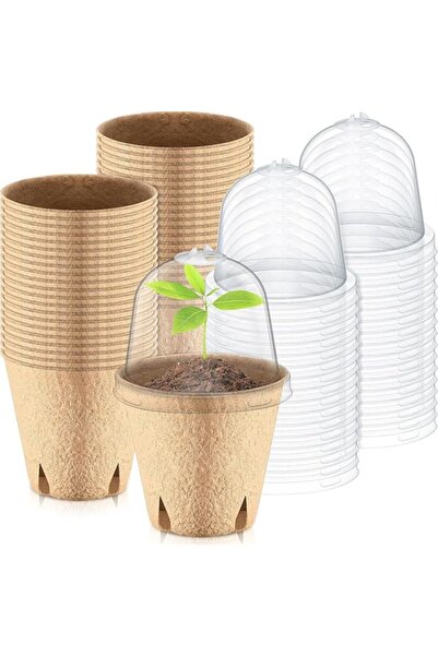 Generic أوعية بذور الخث من Azonee مع قبة رطوبة، مجموعة من 25 وعاء مشتل نباتات...