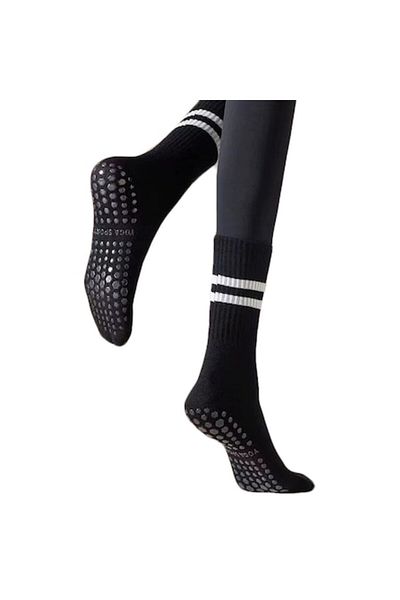 OEM Yoga Anti-Slip Socks for Fitness, Pilates, Ballet, Dance, One Size, Black