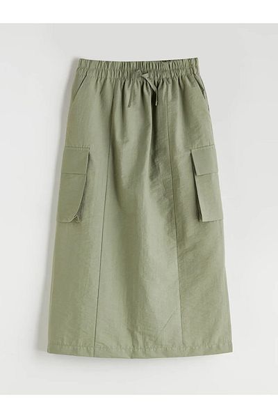 LC Waikiki Lcw Kids Green Elastic Waist Cargo Skirt for Girls