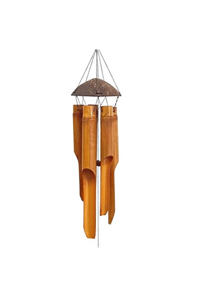 Generic Handmade Wind Chimes 5 Bamboo Bell Tubes, Half Coconut Wood Top, Low ...