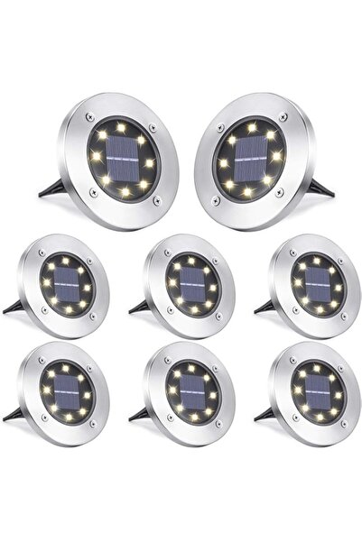 Generic مصابيح أرضية تعمل بالطاقة الشمسية، عبوة من 8 مصابيح LED مقاومة للماء ...