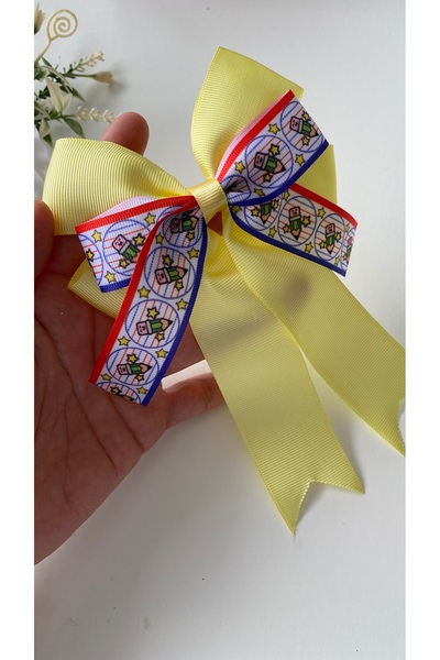 Kirpi toka Yellow Colored Patterned School Girl Hair Clip