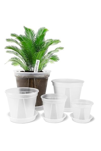 Generic أواني زراعة بلاستيكية شفافة للحديقة من KASTWAVE مع صحن 4/5 /6/7 /8 بو...