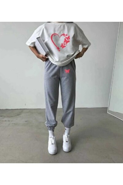 özcstore Women / Girl T-Shirt Tracksuit Heart Butterfly Printed