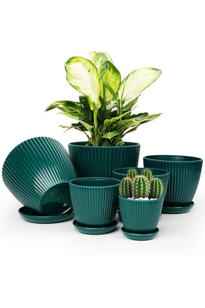 Generic أواني نباتات Pseul الداخلية مع تصريف - 7.5/6.5/5.5/4.9/4.2/3.5 بوصة أ...