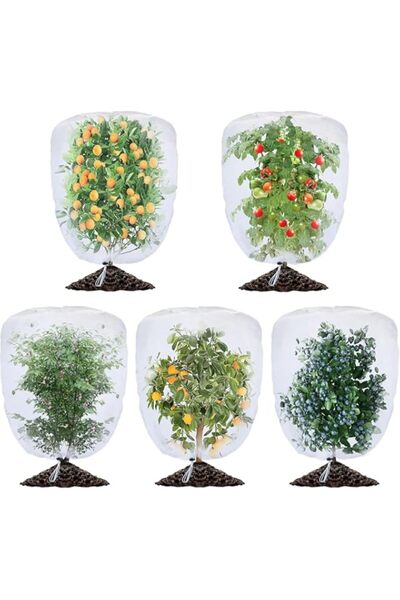 Generic YelaJoy Bird Netting for Garden Protection - 5 Pack Garden Netting Pest Barrier with Drawstring,3.3