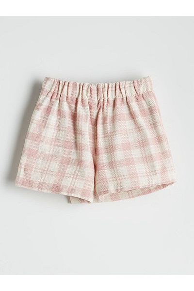 LC Waikiki Pink Elastic Waist Girl's Tweed Shorts Skirt