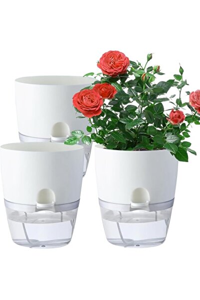 Generic أوعية نباتات بلاستيكية ذاتية الري من Tazweeq مقاس 15 سم للنباتات الدا...