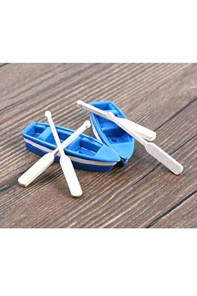 Generic WANGCL Mini Fishing Boat with Oar 2pcs Miniature Micro Landscape Boat...