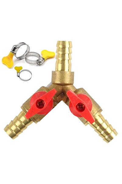 Generic صمام غاز نحاسي على شكل حرف Y، تحكم مزدوج 10 مم، طول 72 مم مع مشابك مل...