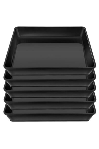 Generic صحن نباتي مربع 9 بوصة، عبوة من 5 قطع، صواني نباتات بلاستيكية ثقيلة لل...