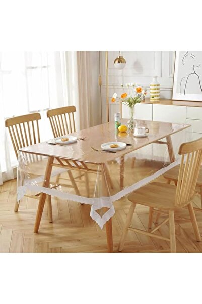 Generic مفرش طاولة بلاستيكي شفاف من ديفسيدار لطاولة طعام مستطيلة، مفرش طاولة ...