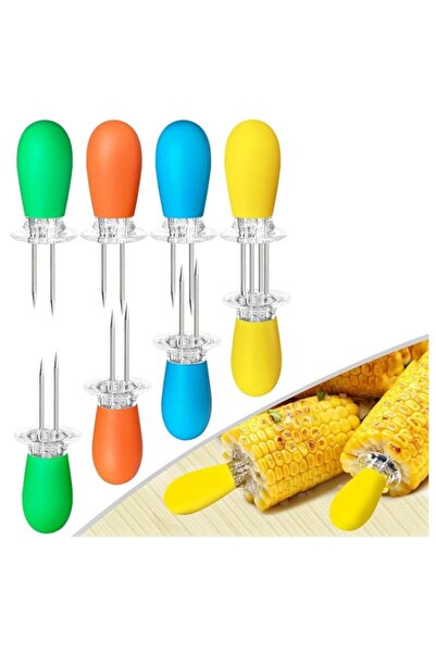 Generic 4 Pairs Corn Holders Steel Forks, Stainless Steel Corn Cob Holders Co...