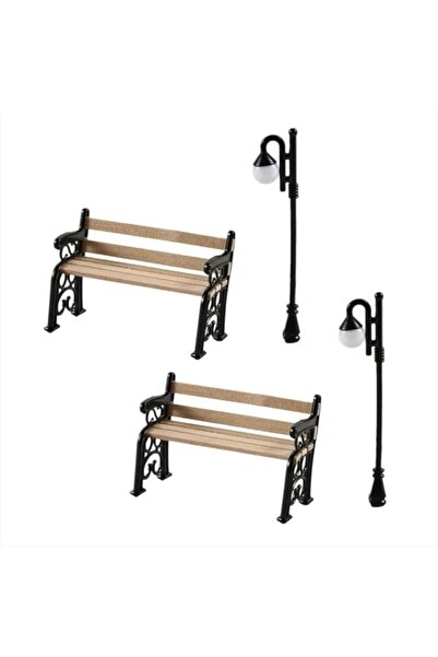 Generic Mini Bench Miniature Lamp Set, 1.33 Inch Miniature Park Bench & 2.75 ...