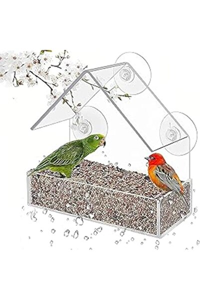 Generic 1 Piece Transparent Window Bird Feeder with Strong Suction Cups, Clea...