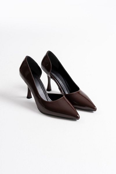 ripuvainen Mireya Women's Thin Heeled Classic Patent Leather Stiletto Heeled Shoes - Bitter Brown