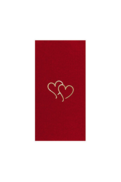 Story 33X33 cm Gold Foil Hearts Patterned 16-Piece 1/8 Fold Burgundy Colored Paper Napkins