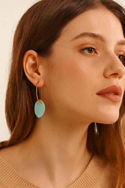 LOVELOTUS Earring Amazonite Oval Natural Stone Steel Earring