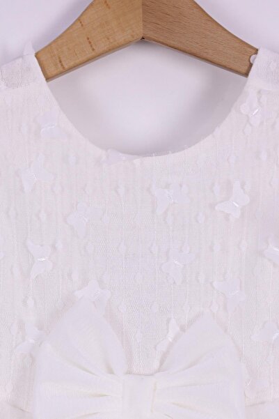 kidello Ecru Butterfly Gipeli Girl's Dress