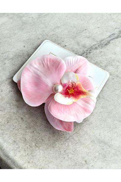 minibuki Powder Pink Colored Aloha Orchid Flower Decorated Multi-Purpose Clamp Buckle