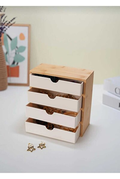 AboutThePerfect Bambu 4 Çekmeceli Düzenleyici Organizer, Şık ve Fonksiyonel S...