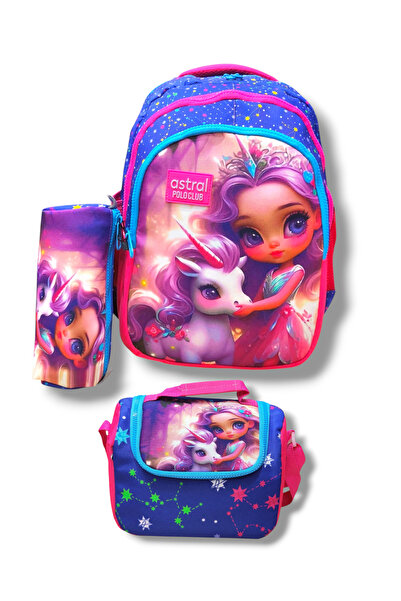 Dadacuq Set de ghiozdan pentru fete cu trei compartimente imprimate 3D pentru...