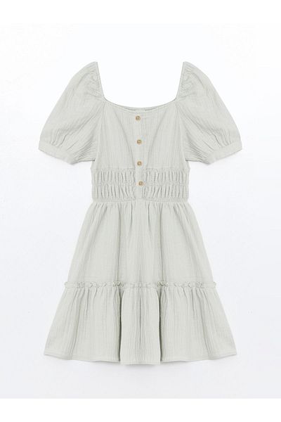 LC Waikiki Square Collar Short Sleeve Girl's Dress
