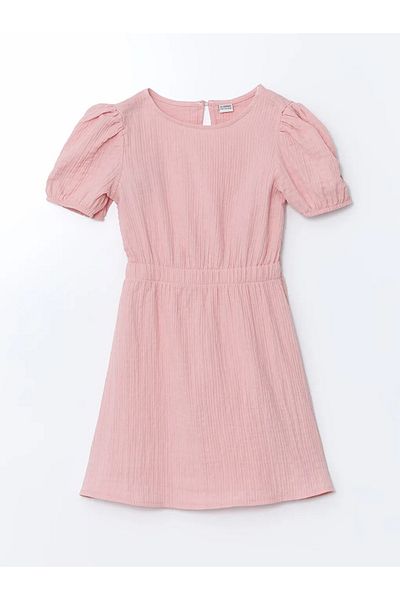 LC Waikiki Lcw Kids Ecru Crew Neck Girl's Dress