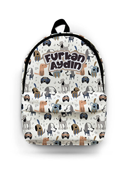 Kokopatik Kişiye Özel İsimli - Gözlüklü Köpek Desenli Okul Çantası