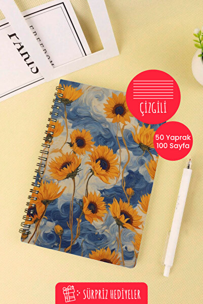 Anime Marketi Moon Flowers Design A5 Spiral School Notebook 50 Sheets 100 Pages - Lined