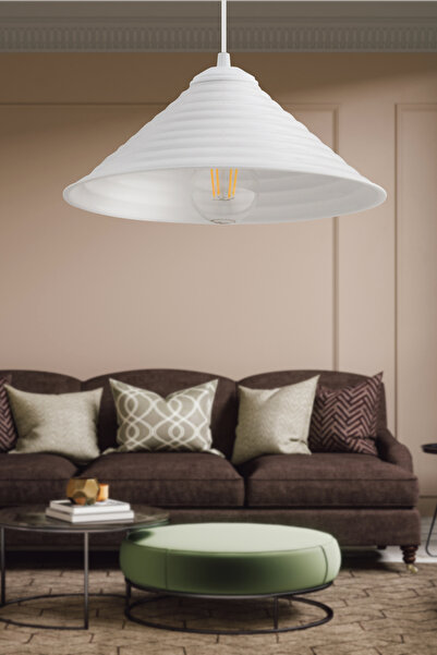 LUMINZO Waves 28 cm Beyaz Metal Modern Avize Sarkıt Salon Mutfak Kuaför Cafe ...