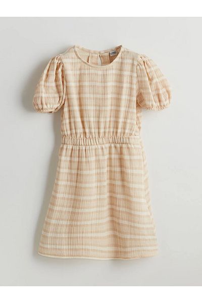 LC Waikiki Ecru Crew Neck Girls' Dress
