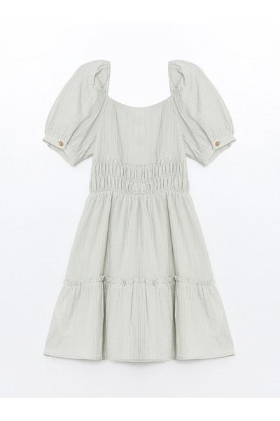 LC Waikiki Square Collar Short Sleeve Girl's Dress