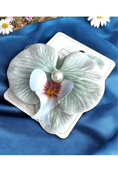 minibuki Light Blue Colored Aloha Orchid Flower Ornate Multi-Purpose Collet Buckle