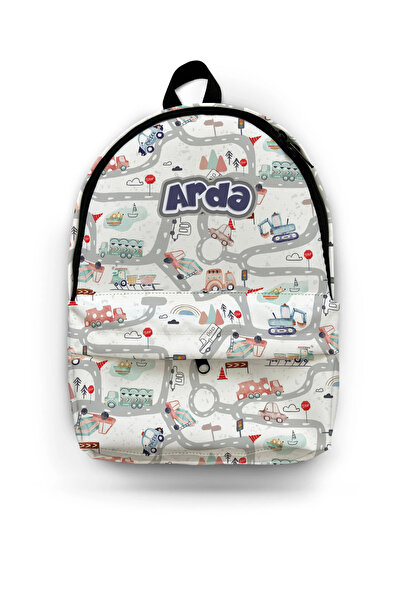 Kokopatik Kişiye Özel İsimli - Büyük Macera Trafikte Desenli Okul Çantası